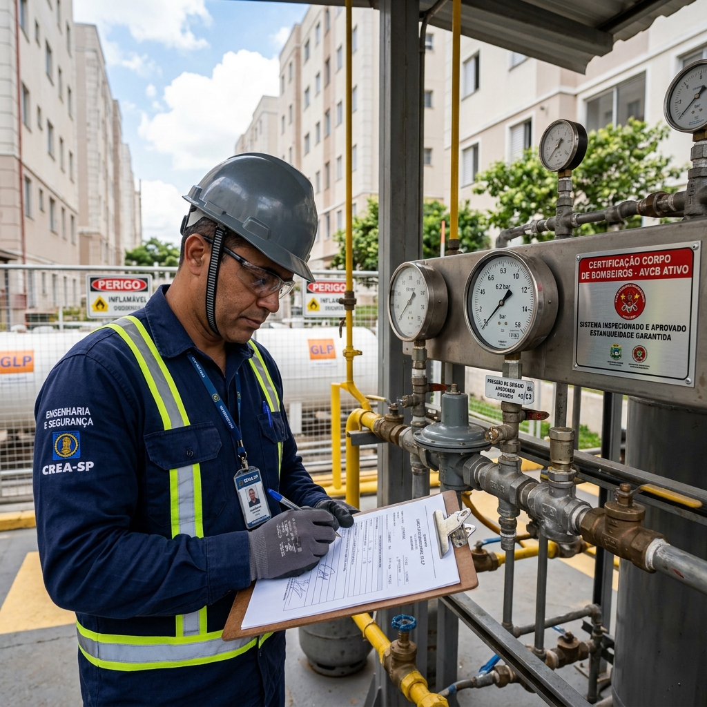 Técnico realizando teste de estanqueidade no regulador